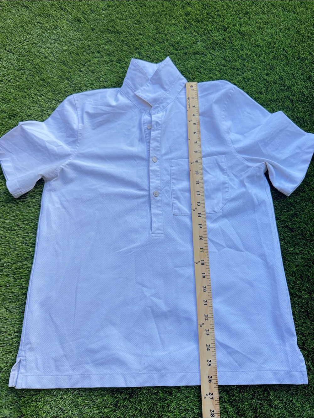 lululemon athletica White Short-Sleeve Polo with Mandarin Collar